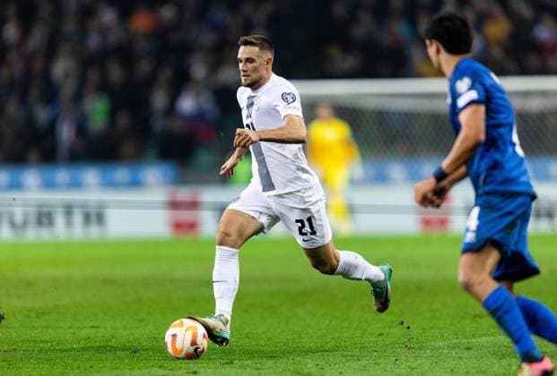 20.11.2023, SRC Stozice, Ljubljana, SLO, UEFA EM Qualifikation, Slowenien vs Kasachstan, Gruppe H, im Bild Timi Max Elsnik of Slovenia during the UEFA European Championship, EM, Europameisterschaft qualification, group H match between Slovenia and Kazakhstan at the SRC Stozice in Ljubljana, Slovenia on 2023 11 20. Expa