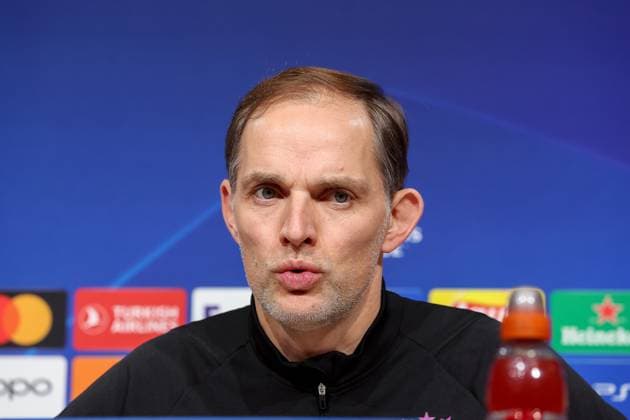 Thomas Tuchel (FC Bayern Muenchen, Cheftrainer) bei der Pressekonferenz, Lippen gespitzt, Internationale Pressekonferenz. FC Bayern Muenchen, Fussball, UEFA Champions League, Vorrunde, 5. Spieltag, Saison 23 24, 28.11.2023 , Internationale Pressekonferenz. FC Bayern Muenchen, Fussball, UEFA Champions League, Vorrunde, 5. Spieltag, Saison 23 24, 28.11.2023 Muenchen Copyright: xEibner-Pressefoto JennixMaulx EP_JML