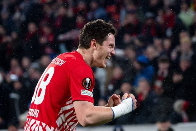 Michael Gregoritsch (SC Freiburg, 38) jubelt ueber das Tor zum 2:0, GER, SC Freiburg vs Olympiakos Piraeus FC, Fussball UEFA Europa League, Gruppe A, 5. Spieltag, Saison 2023 2024, 30.11.2023 GER, SC Freiburg vs Olympiakos Piraeus FC, Fussball UEFA Europa League, Gruppe A, 5. Spieltag, Saison 2023 2024, 30.11.2023 Freiburg Copyright: xEibner-Pressefoto Memmlerx EP_MMR