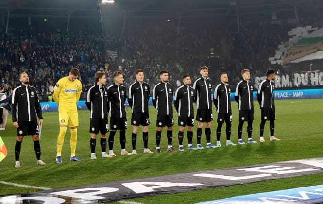 SOCCER - UEFA EL, Sturm vs Czestochowa GRAZ,AUSTRIA,30.NOV.23 - SOCCER - UEFA Europa League, group stage, SK Sturm Graz vs Rakow Czestochowa. Image shows Jon Gorenc-Stankovic, Kjell Scherpen, David Affengruber, Dimitri Lavalee, David Schnegg, Alexandar Borkovic, Jusuf Gazibegovic, Szymon Wlodarczyk, Tomi Horvat, Alexander Prass and Manprit Sarkaria (Sturm). GEPAxpictures xHansxOberlaender