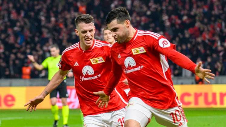 Kevin Volland ( 1.FC Union Berlin, 10), 1:0, Tor, Tor, Treffer, drin, Jubel, Torjubel, Freude, Begeisterung, GER, 1.FC Union Berlin vs Real Madrid, UEFA Champions League, 6. Gruppenspiel, Saison - Spielzeit 2023 2024, 12.12.2023, DFL REGULATIONS PROHIBIT ANY USE OF PHOTOGRAPHS AS IMAGE SEQUENCES AND OR QUASI-VIDEO, GER, Berlin, 1.FC Union Berlin vs 1.FC Union Berlin vs Real Madrid, UEFA Champions League, 6. Gruppenspiel, Spielzeit 2023 2024, 12.12.2023, xukhx, Copyright: xUwexKoch Eibner-Pressefotox EP_UKH