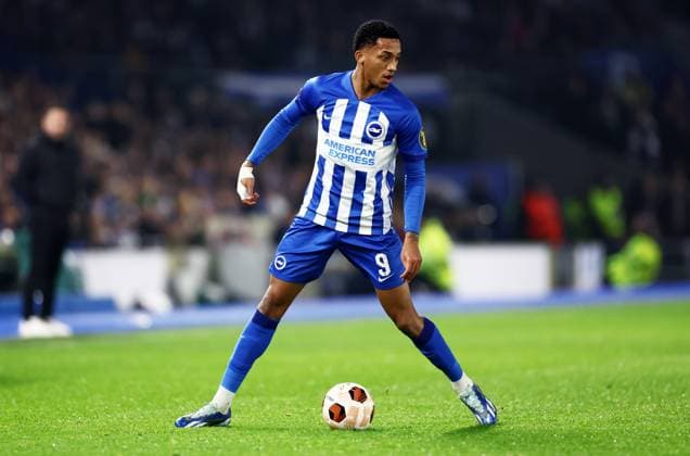 Joao Pedro of Brighton & Hove Albion. Brighton & Hove Albion v Marseille, UEFA Europa League, Group A, Football, American Express Community Express Stadium, Brighton, UK - 14 Dec 2023 EDITORIAL USE ONLY No use with unauthorised audio, video, data, fixture lists, club league logos or live services. Online in-match use limited to 120 images, no video emulation. No use in betting, games or single club league player publications. Copyright: xJamesxMarsh Shutterstockx 14254279x