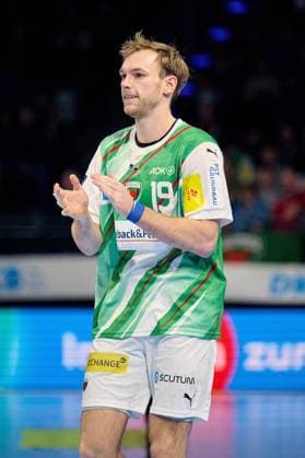 Mathias Gidsel (Fuechse Berlin 19) jubelt, GER, Fuechse Berlin vs. TVB Stuttgart, Handball, 1.Bundesliga Herren, 18. Spieltag, Saison 2023 24, 19.12.2023 GER, Fuechse Berlin vs. TVB Stuttgart, Handball, 1.Bundesliga Herren, 18. Spieltag, Saison 2023 24, 19.12.2023 Berlin Copyright: xEibner-Pressefotox xClaudiusxRaux EP_CRH