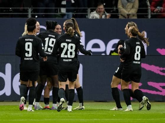 Eintracht Frankfurt bejubelt das Tor zum 1:0, GER, Eintracht Frankfurt vs. FC Rosengard, Fussball, UEFA Womens Champions League, Gruppenphase, 6. Spieltag, Saison 2023 2024, 31.01.2024. GER, Eintracht Frankfurt vs. FC Rosengard, Fussball, UEFA Womens Champions League, Gruppenphase, 6. Spieltag, Saison 2023 2024, 31.01.2024. Frankfurt Copyright: xEibner-Pressefoto FlorianxWieganx EP_FWD