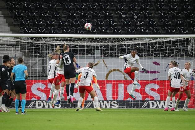 31.01.2024, xusrbx, Fussball Champions League Frauen, Eintracht Frankfurt Frauen - FC Rosengard emspor, v.l. Virginia Kirchberger (Eintracht Frankfurt, 13), Guorun Arnardottir (FC Rosengard, 3), Halimatu Ayinde (FC Rosengard, 4), Bea Sprung (FC Rosengard, 40), (DFL DFB REGULATIONS PROHIBIT ANY USE OF PHOTOGRAPHS as IMAGE SEQUENCES and or QUASI-VIDEO) Frankfurt am Main