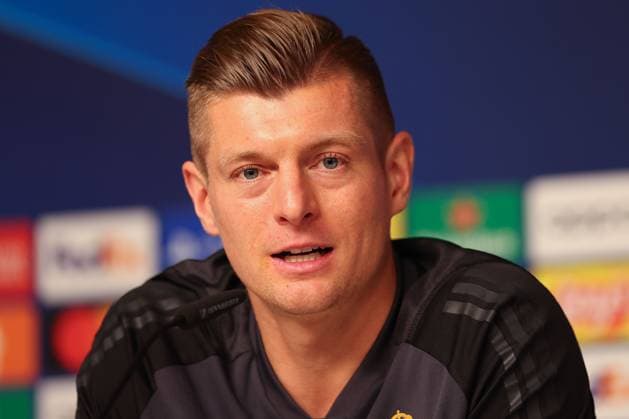 Pressekonferenz Real Madrid UEFA Champions League Leipzig, 12.02.2024, Red Bull Arena, Fußball, Männer, Saison 2023 2024, UEFA Champions League, Achtelfinale, Pressekonferenz Real Madrid , Im Bild: Toni Kroos (8, Real) ,