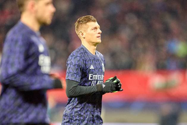 13.02.2024, Fußball, Männer, Champions League, Achtelfinale, 2023 2024, Hinspiel, RB Leipzig - Real Madrid Toni Kroos (8, Real Madrid), Potrait, bei der Erwärmung Leipzig Red Bull Arena Sachsen Deutschland
