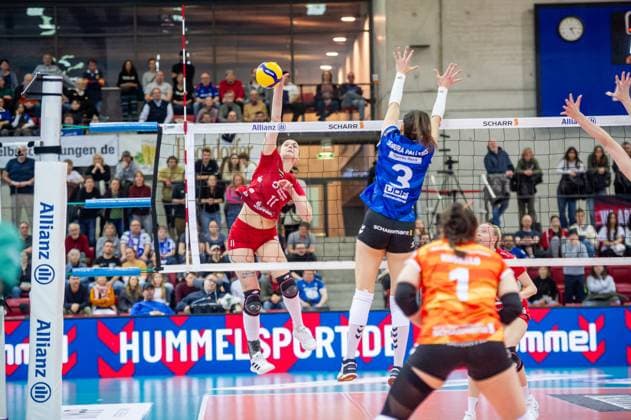 Grace Frohling (Dresdner SC, 11) Allianz MTV Stuttgart - Dresdner SC, Volleyball Bundesliga, Frauen, VBL, Saison 2023 24, 25.02.2024, Stuttgart (SCHARRena), DEU Allianz MTV Stuttgart - Dresdner SC, Sport, Volleyball Bundesliga, Frauen, VBL, Saison 2023 24, 25.02.2024, Stuttgart (SCHARRena), DEU Stuttgart Copyright: xSandyxDinkelackerx EP_SDR