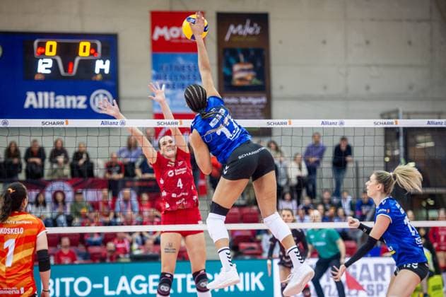 Alexis Hart (Allianz MTV Stuttgart, 17) Allianz MTV Stuttgart - Dresdner SC, Volleyball Bundesliga, Frauen, VBL, Saison 2023 24, 25.02.2024, Stuttgart (SCHARRena), DEU Allianz MTV Stuttgart - Dresdner SC, Sport, Volleyball Bundesliga, Frauen, VBL, Saison 2023 24, 25.02.2024, Stuttgart (SCHARRena), DEU Stuttgart Copyright: xSandyxDinkelackerx EP_SDR