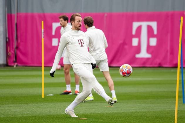 Harry Kane (FC Bayern Muenchen, 09) mit Ball Abschlusstraining. FC Bayern Muenchen, Fussball, UEFA Champions League, Achtelfinale Rueckspiel, Saison 23 24, 04.03.2024, Abschlusstraining. FC Bayern Muenchen, Fussball, UEFA Champions League, Achtelfinale Rueckspiel, Saison 23 24, 04.03.2024 Muenchen Copyright: xEibner-Pressefoto JennixMaulx EP_JML
