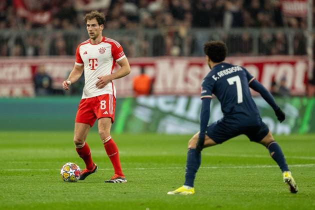 Leon Goretzka (FC Bayern Muenchen, 08), Felipe Anderson (Lazio Rome, 07), GER, FC Bayern Muenchen (FCB) vs. Lazio Rome (SSL), Fussball, UEFA Champions League, Achtelfinal Rueckspiel, Saison 2023 2024, 05.03.2024, DFB DFL regulations prohibit any use of photographs as image sequences and or quasi-video., GER, FC Bayern Muenchen (FCB) vs. Lazio Rome (SSL), Fussball, UEFA Champions League, Achtelfinal Rueckspiel, Saison 2023 2024, 05.03.2024 Muenchen Copyright: xEibner-Pressefoto SaschaxWaltherx EP_EER