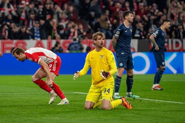 Ivan Provedel (Lazio Rome, 94) ist enttäuscht enttaeuscht, unzufrieden nach Tor zum 1:0 durch Harry Kane (FC Bayern Muenchen, 09), GER, FC Bayern Muenchen (FCB) vs. Lazio Rome (SSL), Fussball, UEFA Champions League, Achtelfinal Rueckspiel, Saison 2023 2024, 05.03.2024, DFB DFL regulations prohibit any use of photographs as image sequences and or quasi-video., GER, FC Bayern Muenchen (FCB) vs. Lazio Rome (SSL), Fussball, UEFA Champions League, Achtelfinal Rueckspiel, Saison 2023 2024, 05.03.2024 Muenchen Copyright: xEibner-Pressefoto SaschaxWaltherx EP_EER