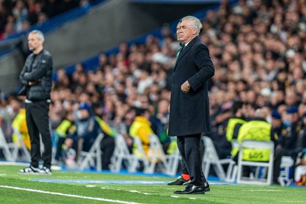 Marco Rose (RB Leipzig, Chef-Trainer) Carlo Ancelotti (Real Madrid, Chef-Trainer) Real Madrid vs. RB Leipzig, Fussball, UEFA Champions League, Achtelfinale, 06.03.2024 Real Madrid vs. RB Leipzig, Fussball, UEFA Champions League, Achtelfinale, 06.03.2024 Madrid Copyright: xEibner-Pressefoto BahhoxKarax EP_BKA