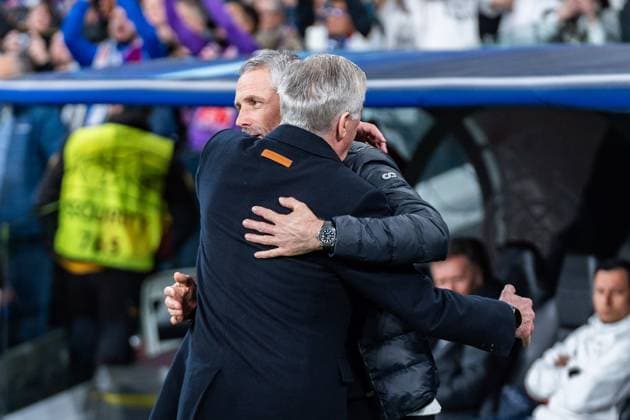 Marco Rose (RB Leipzig, Chef-Trainer) Carlo Ancelotti (Real Madrid, Chef-Trainer) Real Madrid vs. RB Leipzig, Fussball, UEFA Champions League, Achtelfinale, 06.03.2024 Real Madrid vs. RB Leipzig, Fussball, UEFA Champions League, Achtelfinale, 06.03.2024 Madrid Copyright: xEibner-Pressefoto BahhoxKarax EP_BKA