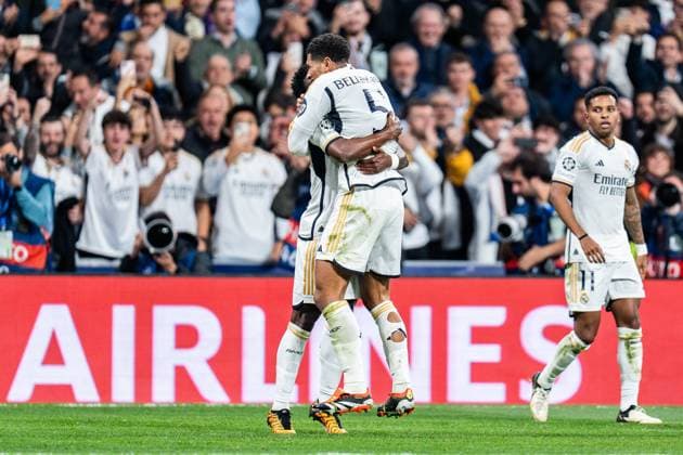 Tor zum 1:0 durch Vinicius Junior (Real Madrid, 7) Toni Kroos (Real Madrid, 8) Jude Bellingham (Real Madrid, 5) Real Madrid vs. RB Leipzig, Fussball, UEFA Champions League, Achtelfinale, 06.03.2024 Real Madrid vs. RB Leipzig, Fussball, UEFA Champions League, Achtelfinale, 06.03.2024 Madrid Copyright: xEibner-Pressefoto BahhoxKarax EP_BKA