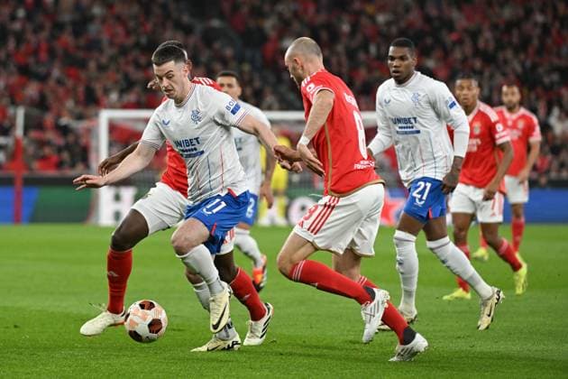 Tom Lawrence of Rangers Benfica v Rangers, UEFA Europa League, Round of 16, First Leg, Football, Estadio da Luz, Lisbon, Portugal - 07 Mar 2024 EDITORIAL USE ONLY No use with unauthorised audio, video, data, fixture lists, club league logos or live services. Online in-match use limited to 120 images, no video emulation. No use in betting, games or single club league player publications. Copyright: xZedxJameson Shutterstockx 14373669aj