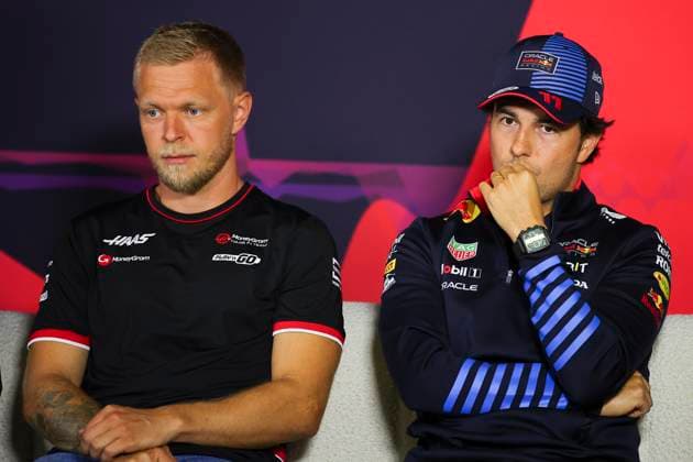 MAGNUSSEN Kevin (den), Haas F1 Team VF-24 Ferrari, portrait and PEREZ Sergio (mex), Red Bull Racing RB20, portrait during the Formula 1 Rolex Australian Grand Prix 2024, 3rd round of the 2024 Formula One World Championship, WM, Weltmeisterschaft from March 22 to 24, 2024 on the Albert Park Circuit, in Melbourne, Australia - F1 - AUSTRALIAN GRAND PRIX 2024 DPPI Panoramic 240321R03_AUSTRALIA_EA018093