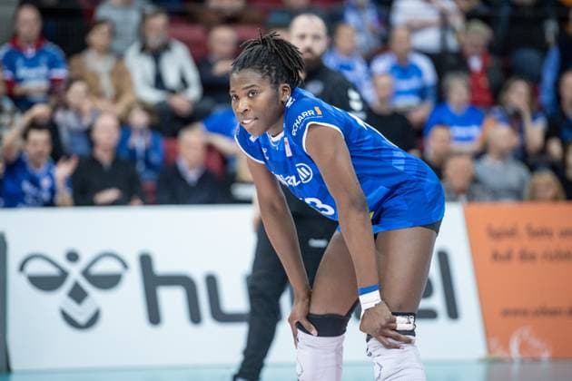Krystal Rivers (Allianz MTV Stuttgart, 13) Allianz MTV Stuttgart - USC Muenster, 23.03.2024, Stuttgart (SCHARRena), DEU Allianz MTV Stuttgart - USC Muenster, Volleyball Bundesliga, Frauen, VBL, Saison 2023 24, 23.03.2024, Stuttgart (SCHARRena), DEU Stuttgart Copyright: xSandyxDinkelackerx EP_SDR