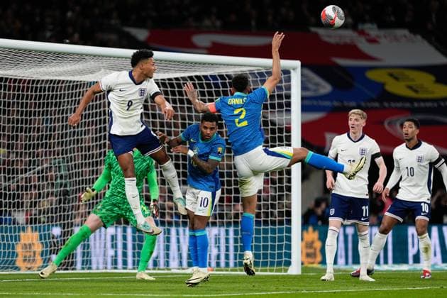 Ollie Watkins of England England v Brazil, International Friendly, Länderspiel, Nationalmannschaft Football, Wembley Stadium, London, UK - 23 Mar 2024 EDITORIAL USE ONLY No use with unauthorised audio, video, data, fixture lists, club league logos or live services. Online in-match use limited to 120 images, no video emulation. No use in betting, games or single club league player publications. Copyright: xDavexShopland Shutterstockx 14398318af