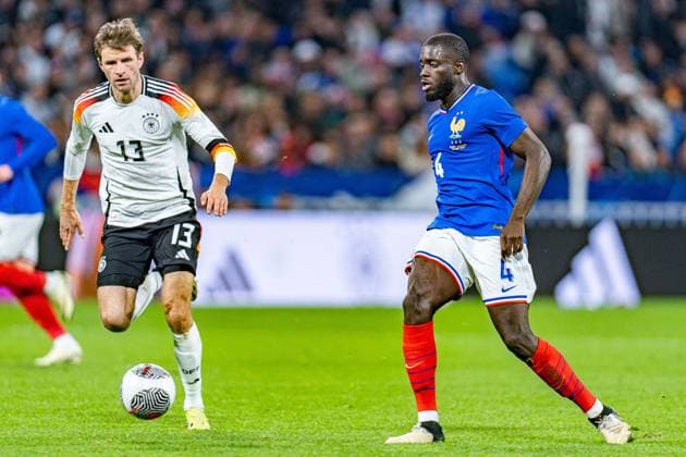 Dayot Upamecano (Frankreich, 4) Thomas Mueller (Deutschland, 13) Frankreich vs. Deutschland, Herren, Fussball, Testspiel, 23.03.2024 Frankreich vs. Deutschland, Herren, Fussball, Testspiel, 23.03.2024 Lyonn Copyright: xEibner-Pressefoto BahhoxKarax EP_FRA