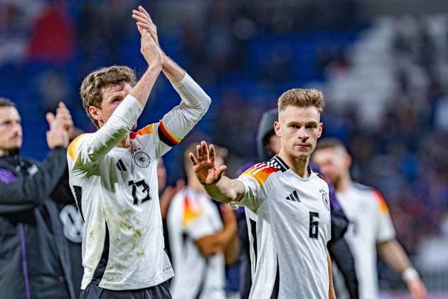 Thomas Mueller (Deutschland, 13) Joshua Kimmich (Deutschland, 6) Frankreich vs. Deutschland, Herren, Fussball, Testspiel, 23.03.2024 Frankreich vs. Deutschland, Herren, Fussball, Testspiel, 23.03.2024 Lyonn Copyright: xEibner-Pressefoto BahhoxKarax EP_FRA