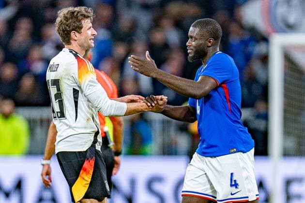 Dayot Upamecano (Frankreich, 4) Thomas Mueller (Deutschland, 13) Frankreich vs. Deutschland, Herren, Fussball, Testspiel, 23.03.2024 Frankreich vs. Deutschland, Herren, Fussball, Testspiel, 23.03.2024 Lyonn Copyright: xEibner-Pressefoto BahhoxKarax EP_FRA