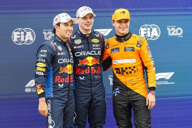 VERSTAPPEN Max (ned), Red Bull Racing RB20, portrait, PEREZ Sergio (mex), Red Bull Racing RB20, portrait and NORRIS Lando (gbr), McLaren F1 Team MCL38, portrait during the Formula 1 MSC Cruises Japanese Grand Prix 2024, 4th round of the 2024 Formula One World Championship, WM, Weltmeisterschaft from April 5 to 7, 2024 on the Suzuka International Racing Course, in Suzuka, Japan - F1 - JAPANESE GRAND PRIX 2024 DPPI Panoramic 240406_R04_GIAPPONE__LF35200