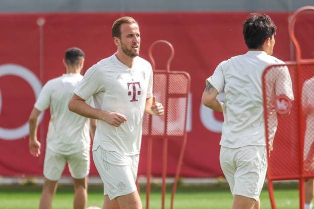 Harry Kane (FC Bayern Muenchen, 09), Abschlusstraining, FC Bayern Muenchen, Fussball, UEFA Champions League, Viertelfinale Hinspiel, Saison 23 24, 08.04.2024, Abschlusstraining, FC Bayern Muenchen, Fussball, UEFA Champions League, Viertelfinale Hinspiel, Saison 23 24, 08.04.2024 Muenchen Copyright: xEibner-Pressefoto JennixMaulx EP_JML