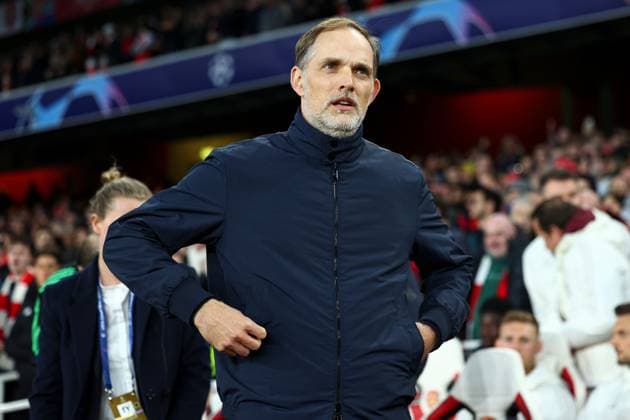 Bayern Munich manager Thomas Tuchel prior to kick-off Arsenal v Bayern Munich, UEFA Champions League, Quarter Final, First Leg, Football, Emirates Stadium, London, UK - 09 Apr 2024 EDITORIAL USE ONLY No use with unauthorised audio, video, data, fixture lists, club league logos or live services. Online in-match use limited to 120 images, no video emulation. No use in betting, games or single club league player publications. Copyright: xSimonxDael Shutterstockx 14424047q