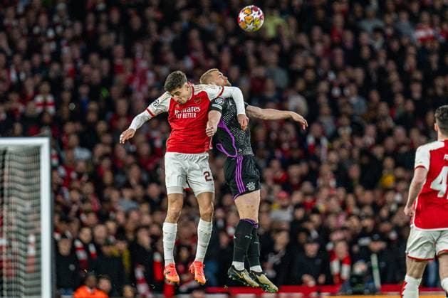 Kai Havertz (FC Arsenal London, 29) Matthijs de Light (FC Bayern Muenchen, 4) FC Arsenal vs. FC Bayern Muenchen , Fussball, UEFA Champions League, Viertelfinale, 09.04.2024 FC Arsenal vs. FC Bayern Muenchen , Fussball, UEFA Champions League, Viertelfinale, 09.04.2024 London Copyright: xEibner-Pressefoto BahhoxKarax EP_FCB