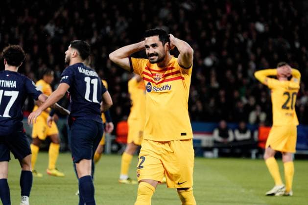 Ilkay Gundogan of Barcelona rues a missed chance Paris Saint-Germain v Barcelona, UEFA Champions League, Quarter Final, First Leg, Football, Parc des Princes, Paris, France - 10 Apr 2024 EDITORIAL USE ONLY No use with unauthorised audio, video, data, fixture lists, club league logos or live services. Online in-match use limited to 120 images, no video emulation. No use in betting, games or single club league player publications. Copyright: xDavexWinter Shutterstockx 14424874ad