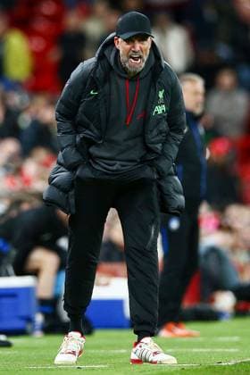 Liverpool manager Jurgen Klopp gives instructions from the technical area Liverpool v Atalanta, UEFA Europa League, Quarter Final, First Leg, Football, Anfield, Liverpool, UK - 11 Apr 2024 EDITORIAL USE ONLY No use with unauthorised audio, video, data, fixture lists, club league logos or live services. Online in-match use limited to 120 images, no video emulation. No use in betting, games or single club league player publications. Copyright: xMattxWest Shutterstockx 14424886bo