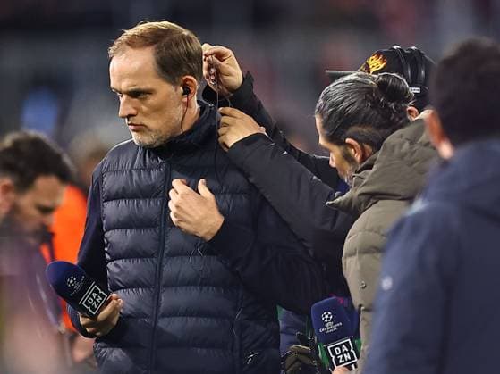 Thomas Tuchel manager of Bayern Munich Bayern Munich v Arsenal, UEFA Champions League, Quarter Final, Second Leg, Football, Allianz Arena, Munich, Germany - 17 Apr 2024 EDITORIAL USE ONLY No use with unauthorised audio, video, data, fixture lists, club league logos or live services. Online in-match use limited to 120 images, no video emulation. No use in betting, games or single club league player publications. Copyright: xMichaelxZemanek Shutterstockx 14434936d