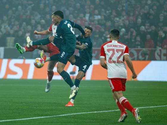 Harry Kane (FC Bayern Muenchen, 09), William Saliba (FC Arsenal London, 02), GER, FC Bayern Muenchen (FCB) vs. FC Arsenal (ARS), Fussball, UEFA Champions League, Viertelfinal Rueckspiel, Saison 2023 2024, 17.04.2024, DFB DFL regulations prohibit any use of photographs as image sequences and or quasi-video., GER, FC Bayern Muenchen (FCB) vs. FC Arsenal (ARS), Fussball, UEFA Champions League, Viertelfinal Rueckspiel, Saison 2023 2024, 17.04.2024 Muenchen Copyright: xEibner-Pressefoto SaschaxWaltherx EP_EER