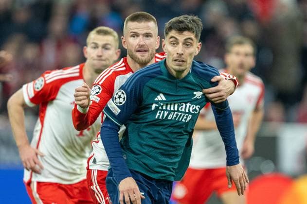 Eric Dier (FC Bayern Muenchen, 15), Kai Havertz (FC Arsenal London, 29), GER, FC Bayern Muenchen (FCB) vs. FC Arsenal (ARS), Fussball, UEFA Champions League, Viertelfinal Rueckspiel, Saison 2023 2024, 17.04.2024, DFB DFL regulations prohibit any use of photographs as image sequences and or quasi-video., GER, FC Bayern Muenchen (FCB) vs. FC Arsenal (ARS), Fussball, UEFA Champions League, Viertelfinal Rueckspiel, Saison 2023 2024, 17.04.2024 Muenchen Copyright: xEibner-Pressefoto SaschaxWaltherx EP_EER
