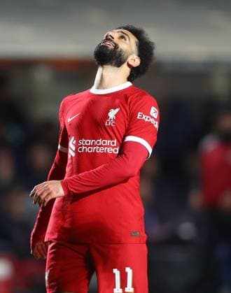 Mohamed Salah of Liverpool shows a look of dejection after a missed chance Atalanta v Liverpool, UEFA Europa League, Quarter Final, Second Leg, Football, Gewiss Stadium, Bergamo, Italy - 18 Apr 2024 EDITORIAL USE ONLY No use with unauthorised audio, video, data, fixture lists, club league logos or live services. Online in-match use limited to 120 images, no video emulation. No use in betting, games or single club league player publications. Copyright: xKieranxMcManus Shutterstockx 14438415ah
