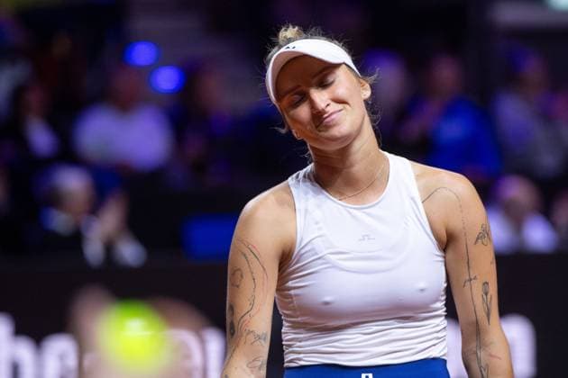 Marketa Vondrousova (Tschechien) im Bild ist unzufrieden, Marketa Vondrousova (Tschechien) vs Aryna Sabalenka (Belarus), Viertelfinale, Einzel, GER, Porsche Tennis Grand Prix Stuttgart, WTA, Tennis Damen 500, 19.04.2024 GER, Porsche Tennis Grand Prix Stuttgart, WTA 500, 19.04.2024 Stuttgart Copyright: xEibner-Pressefoto Memmlerx EP_MMR