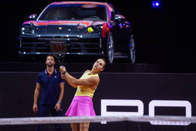 Aryna Sabalenka (Belarus) im Bild, Marketa Vondrousova (Tschechien) vs Aryna Sabalenka (Belarus), Viertelfinale, Einzel, GER, Porsche Tennis Grand Prix Stuttgart, WTA, Tennis Damen 500, 19.04.2024 GER, Porsche Tennis Grand Prix Stuttgart, WTA 500, 19.04.2024 Stuttgart Copyright: xEibner-Pressefoto Memmlerx EP_MMR