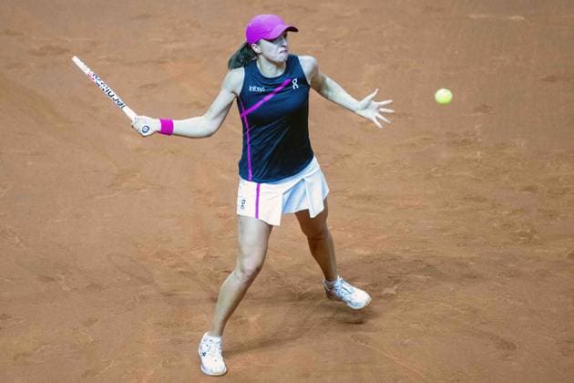 Iga Swiatek (POL). xettx, Deutschland, Stuttgart, 20.04.2024, Tennis, Porsche Tennis Grand Prix, Day 8, 2024, Halbfinale, I.Swiatek-E.Rybakina, Porsche Arena Foto: A2 Bildagentur Peter Hartenfelser