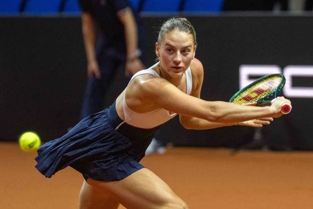 Marta Kostyuk (UKR). xettx, Deutschland, Stuttgart, 20.04.2024, Tennis, Porsche Tennis Grand Prix, Day 8, 2024, Halbfinale, M.Kostyuk-M.Vondrousova, Porsche Arena Foto: A2 Bildagentur Peter Hartenfelser