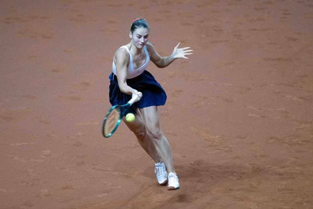 Marta Kostyuk (UKR). xettx, Deutschland, Stuttgart, 20.04.2024, Tennis, Porsche Tennis Grand Prix, Day 8, 2024, Halbfinale, M.Kostyuk-M.Vondrousova, Porsche Arena Foto: A2 Bildagentur Peter Hartenfelser