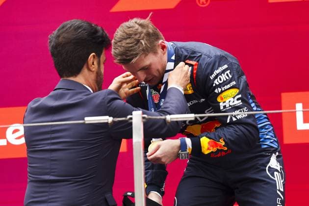 VERSTAPPEN Max (ned), Red Bull Racing RB20, portrait and BEN SULAYEM Mohammed (uae), President of the FIA, portrait during the Formula 1 Lenovo Chinese Grand Prix 2024, 5th round of the 2024 Formula One World Championship, WM, Weltmeisterschaft from April 19 to 21, 2024 on the Shanghai International Circuit, in Shanghai, China - F1 - CHINESE GRAND PRIX 2024 DPPI Panoramic 240421_R05_CHINA_DP_DC0A6861
