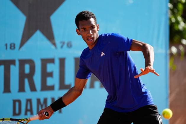 April 22, 2024, Madrid, Madrid, SPAIN: Felix Auger-Aliassime of Canada practices during the Mutua Madrid Open 2024, ATP, Tennis Herren Masters 1000 and WTA, Tennis Damen 1000, tournament celebrated at Caja Magica on April 22, 2024 in Madrid, Spain. Madrid SPAIN - ZUMAa181 20240422_zaa_a181_232 Copyright: xOscarxJ.xBarrosox