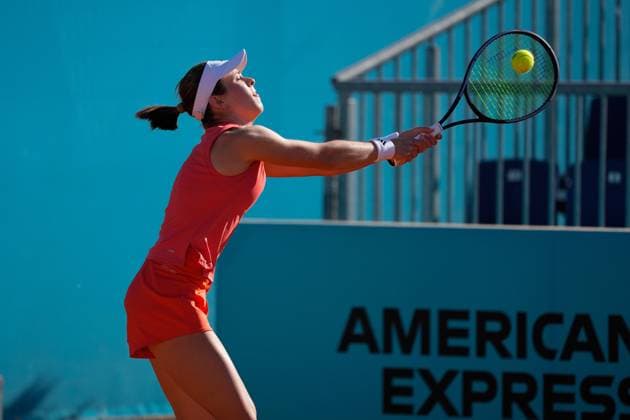 April 22, 2024, Madrid, Madrid, SPAIN: Katie Volynets of United States in action against Astra Sharma of Australia during the Mutua Madrid Open 2024, ATP, Tennis Herren Masters 1000 and WTA, Tennis Damen 1000, tournament celebrated at Caja Magica on April 22, 2024 in Madrid, Spain. Madrid SPAIN - ZUMAa181 20240422_zaa_a181_244 Copyright: xOscarxJ.xBarrosox