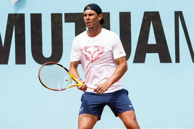 April 26, 2024, Madrid, Madrid, SPAIN: Rafael Nadal of Spain practices during the Mutua Madrid Open 2024, ATP, Tennis Herren Masters 1000 and WTA, Tennis Damen 1000, tournament celebrated at Caja Magica on April 26, 2024 in Madrid, Spain. Madrid SPAIN - ZUMAa181 20240426_zaa_a181_063 Copyright: xIrinaxR.xHipolitox