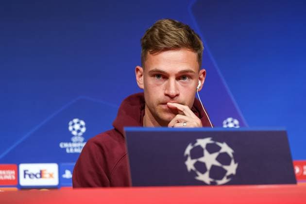 Joshua Kimmich (FC Bayern Muenchen, 06) bei der Pressekonferenz, ueberlegt, Internationale Pressekonferenz, FC Bayern Muenchen, Fussball, UEFA Champions League, Halbfinale Hinspiel, Saison 23 24, 29.04.2024, Internationale Pressekonferenz, FC Bayern Muenchen, Fussball, UEFA Champions League, Halbfinale Hinspiel, Saison 23 24, 29.04.2024 Muenchen Copyright: xEibner-Pressefoto JennixMaulx EP_JML