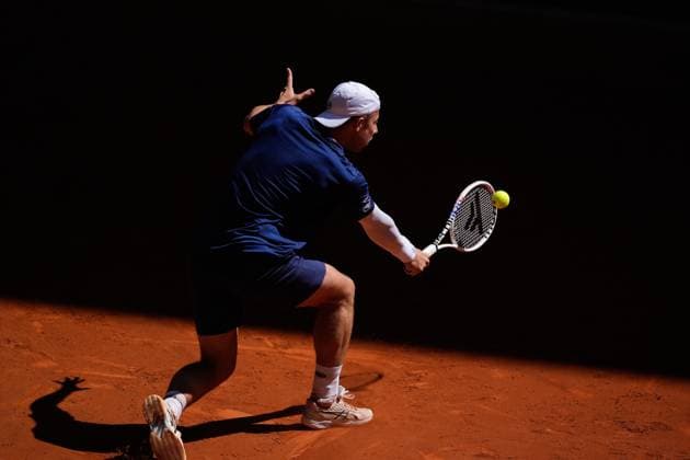 April 30, 2024, Madrid, Madrid, SPAIN: Tallon Griekspoor of The Netherlands in action against Andrey Rublev of Russia during the Mutua Madrid Open 2024, ATP, Tennis Herren Masters 1000 and WTA, Tennis Damen 1000, tournament celebrated at Caja Magica on April 30, 2024 in Madrid, Spain. Madrid SPAIN - ZUMAa181 20240430_zaa_a181_069 Copyright: xOscarxJ.xBarrosox