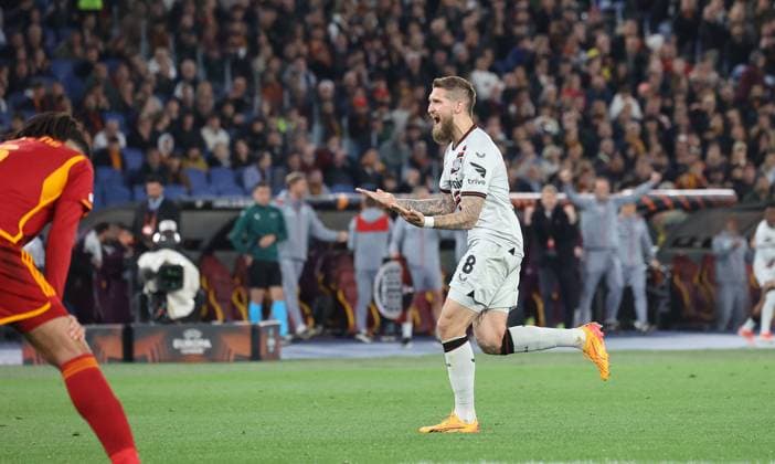 Tor fuer Leverkusen zum 0:2 durch Robert Andrich (Bayer 04 Leverkusen, 08), AS Rom vs. Bayer 04 Leverkusen, Europa-League, Halbfinale, Hinspiel, Saison 2023-24, 02.05.2024, ITA, AS Rom vs. Bayer 04 Leverkusen, Europa-League, Halbfinale, Hinspiel, Saison 2023-24, 02.05.2024, Rom Copyright: xEibner-Pressefoto JoergxNiebergallx EP_JNL
