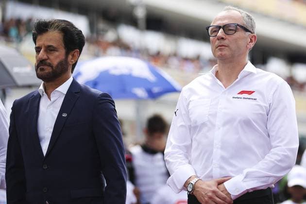BEN SULAYEM Mohammed (uae), President of the FIA, portrait and DOMENICALI Stefano (ita), Chairman and CEO Formula One Group FOG, portrait during the Formula 1 Crypto.com Miami Grand Prix 2024, 6th round of the 2024 Formula One World Championship, WM, Weltmeisterschaft from May 3 to 5, 2024 on the Miami International Autodrome, in Miami, United States of America - F1 - MIAMI GRAND PRIX 2024 DPPI Panoramic 240505_R06_MIAMI_DP_EA010133