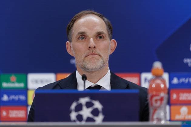 May 7, 2024, Madrid, Madrid, SPAIN: Thomas Tuchel of Bayern Munich attends his press conference, PK, Pressekonferenz prior the UEFA Champions League, Semi Final round 2, football match to play against Real Madrid at Santiago Bernabeu stadium on May 07, 2024 in Madrid, Spain. Madrid SPAIN - ZUMAa181 20240507_zaa_a181_058 Copyright: xGuillermoxMartinezx
